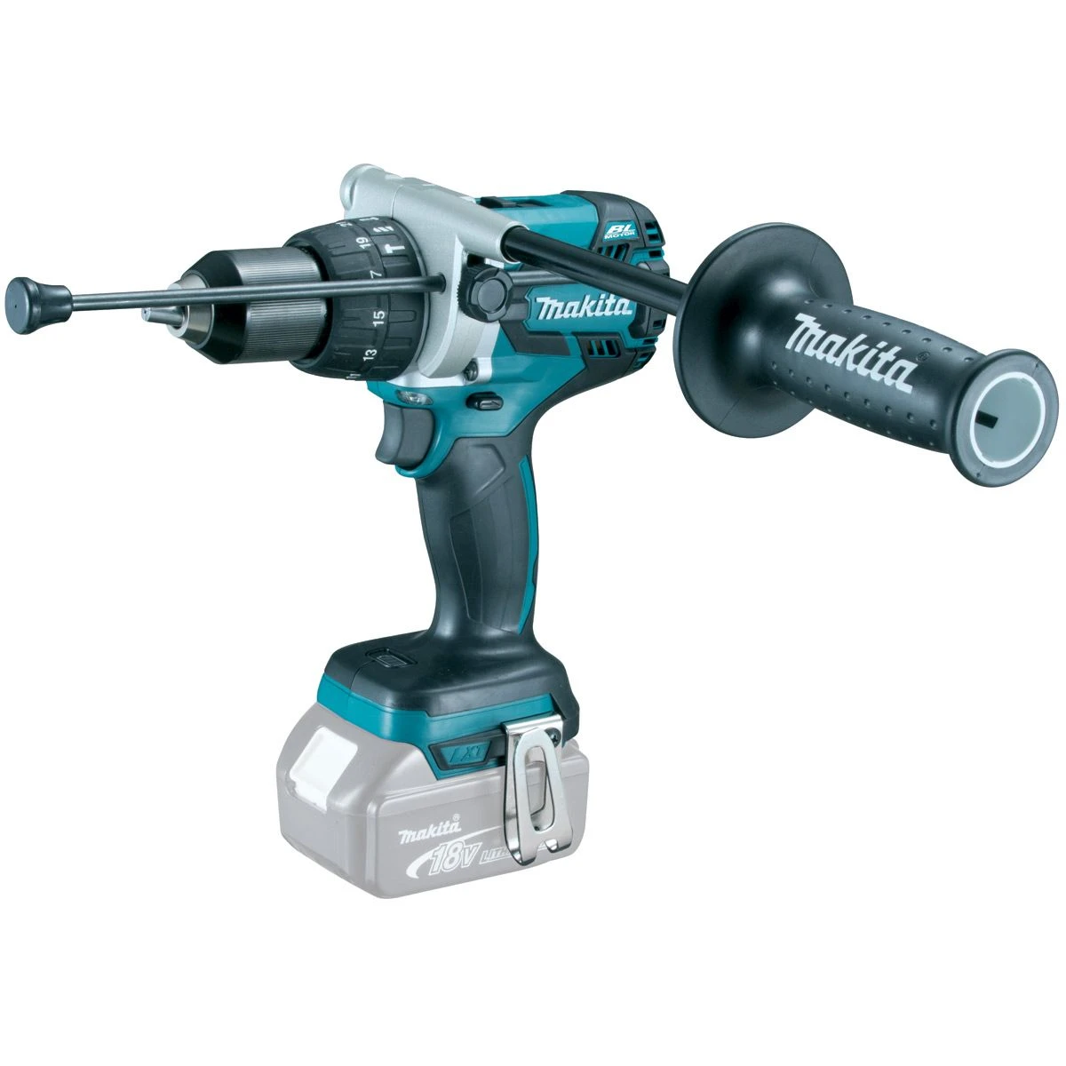 Makita DLX2157TJ1 18V Li-Ion Accu Klopboor-/schroefmachine (DHP481) & Haakse Slijper (DGA506) Combiset (3x 5.0Ah Accu) In Mbox - Afbeelding 2