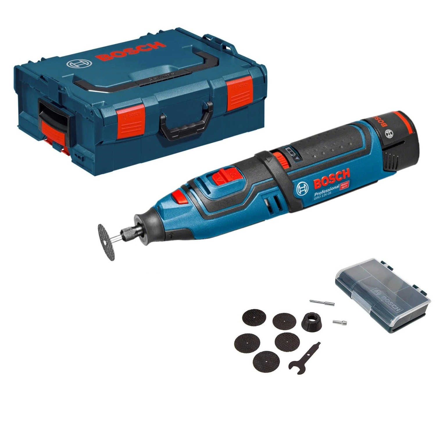 Bosch GRO 12V-35 12V Li-Ion Accu Multitool Set (2x 2.0Ah Accu) In L-Boxx - 06019C5001 - Afbeelding 2
