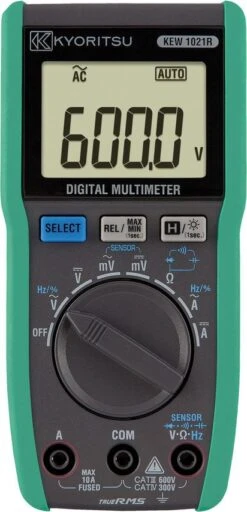Kyoritsu 1021R Digitale True-RMS Multimeter - AC/DC 600V & 10A - 01021R080A