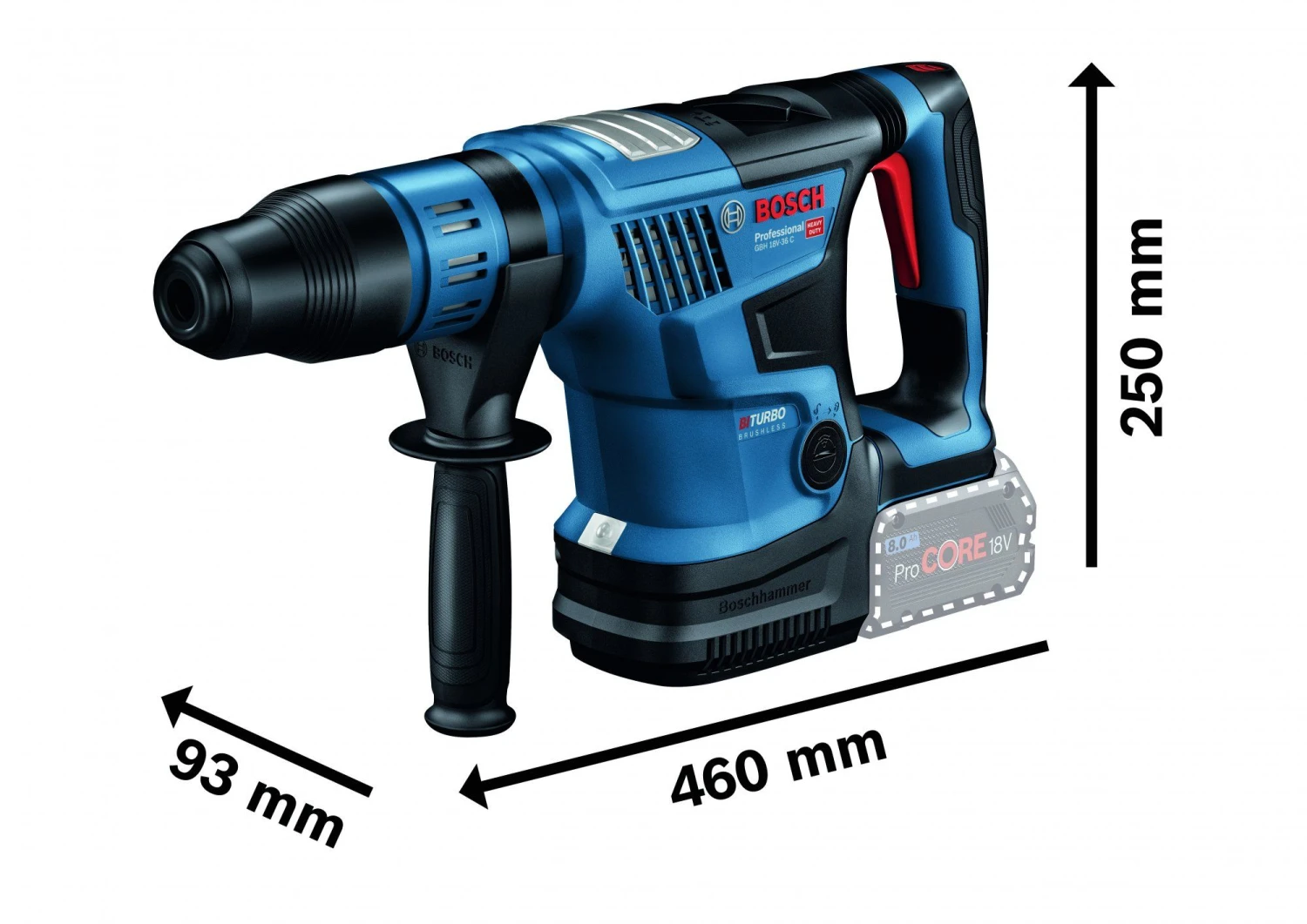 Bosch GBH 18V-36 C 18V Li-Ion Accu BiTurbo SDS-Max Boorhamer Body In Koffer - 7J - Koolborstelloos - 0611915001 - Afbeelding 2